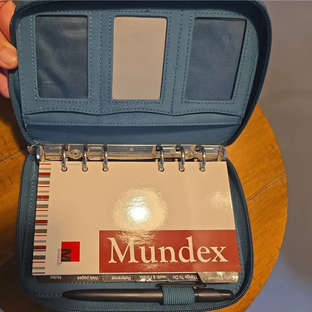 Mundi Mundex Daily Planner Organizer with Card Slots leather like teal accordion